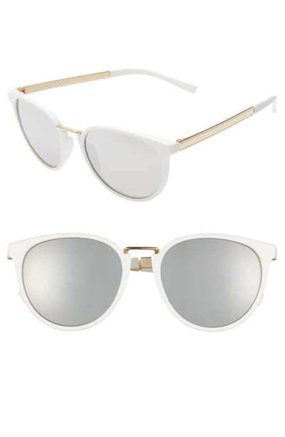 Shop Versace Phantos 54mm Round Sunglasses In White/ Gold/ Silver Mirror