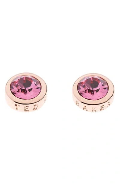 Shop Ted Baker Sinaa Crystal Stud Earrings In Rose