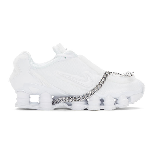 white nike edition cdg shox tl sneakers
