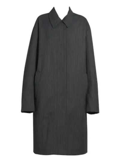 Shop Dries Van Noten Women's Pinstripe Overcoat In Anthracite