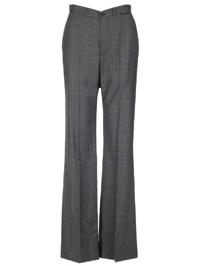 Shop Balenciaga Checked Pants In Grey