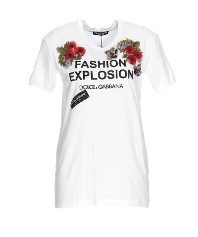 Shop Dolce & Gabbana Embroidered Graphic Print T In White