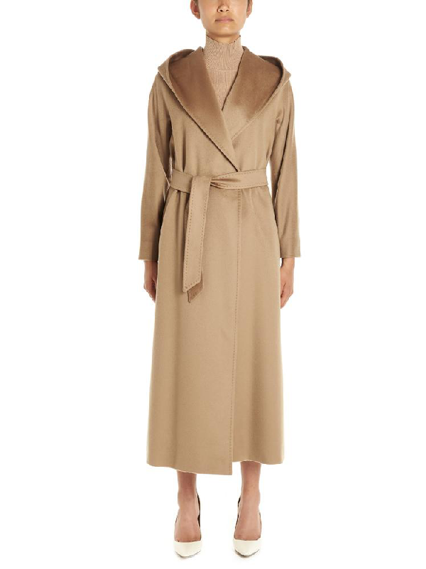 Max Mara Studio Belted Long Coat In Beige ModeSens