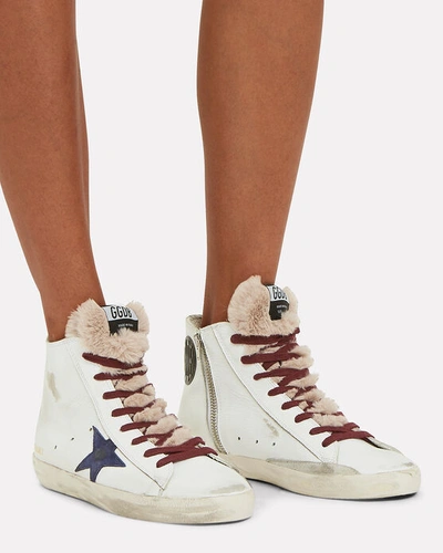 Shop Golden Goose Francy High-top Fur Sneakers In White