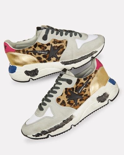 Shop Golden Goose Running Sole Leopard Calf Hair Sneakers In Multi