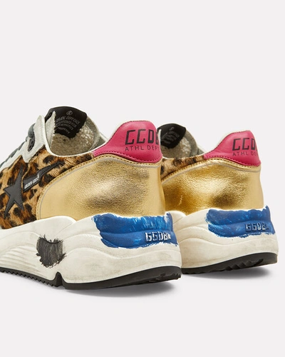Shop Golden Goose Running Sole Leopard Calf Hair Sneakers In Multi