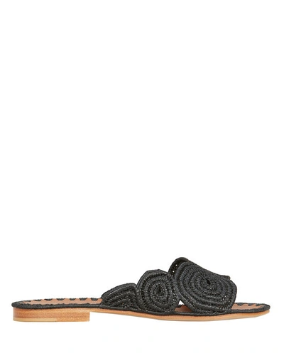 Shop Carrie Forbes Miringi Flat Raffia Sandals In Black
