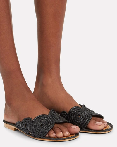 Shop Carrie Forbes Miringi Flat Raffia Sandals In Black