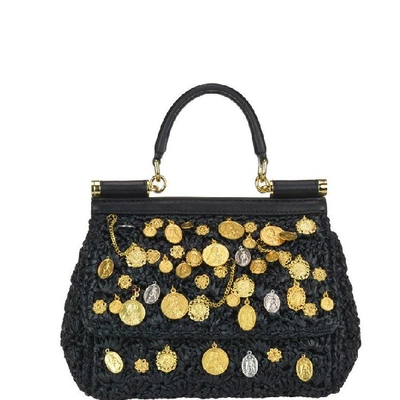Shop Dolce & Gabbana Sicily Embellished Top Handle Bag In Black
