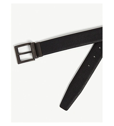 Shop Prada Textured Leather Belt In Black Brown