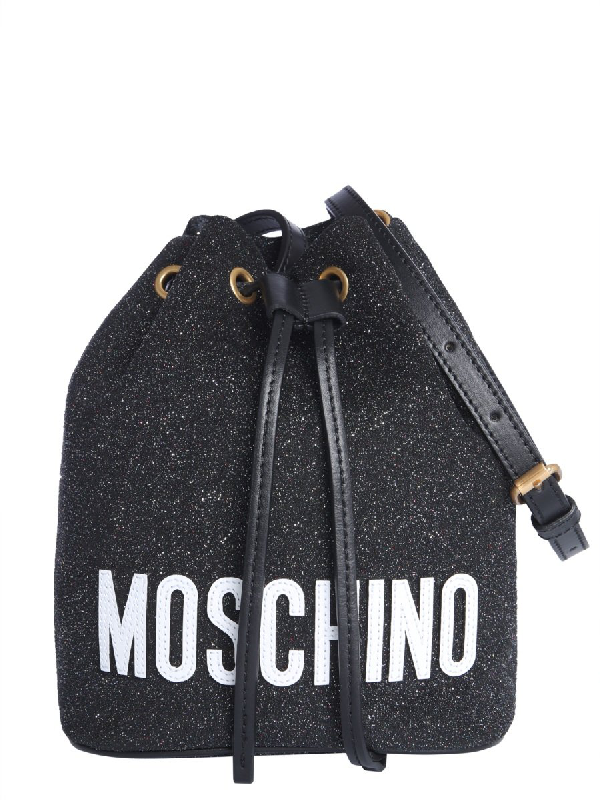 Moschino Glitter Bucket Bag In Black | ModeSens