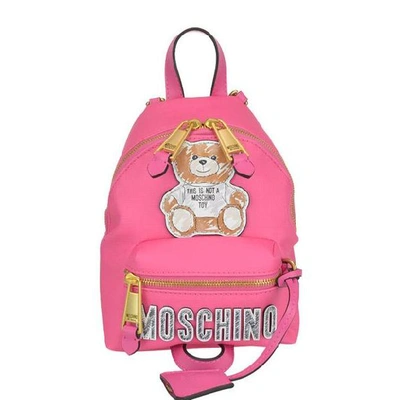 Shop Moschino Teddy Patch Zipped Backpack In Pink