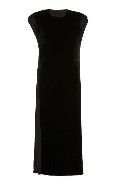 Shop Helmut Lang Velvet Shift Dress In Black