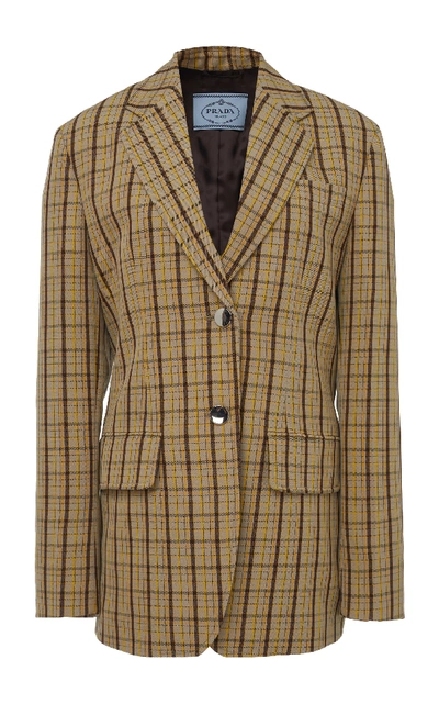 Shop Prada Checked Wool Blazer In Multi