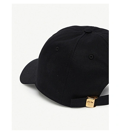 Shop Versace Logo-embroidered Cotton Baseball Cap In Black Multi