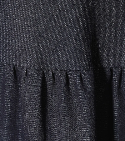 Shop Chloé Tiered Denim Midi Skirt In Blue