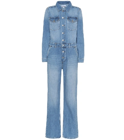 Shop Ganni Denim Jumpsuit In Blue