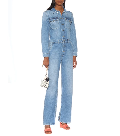 Shop Ganni Denim Jumpsuit In Blue