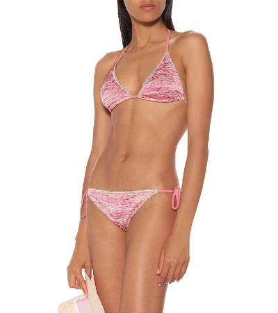 Shop Missoni Striped Knit Bikini In Pink