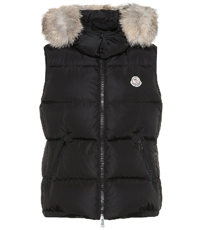 Shop Moncler Gallinule Fur-trimmed Down Vest In Black