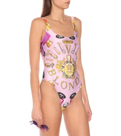 Shop Versace Printed One-piece Swimsuit In Multicoloured