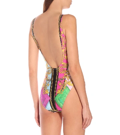 Shop Versace Printed One-piece Swimsuit In Multicoloured