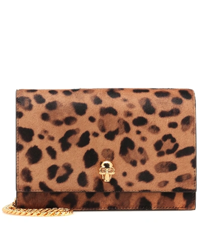 Shop Alexander Mcqueen Skull Mini Calf Hair Crossbody Bag In Brown