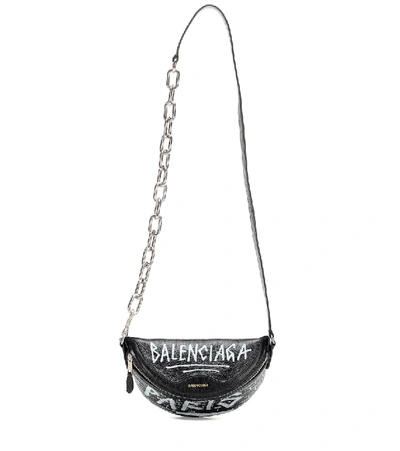 Shop Balenciaga Souvenirs Xxs Graffiti Belt Bag In Black