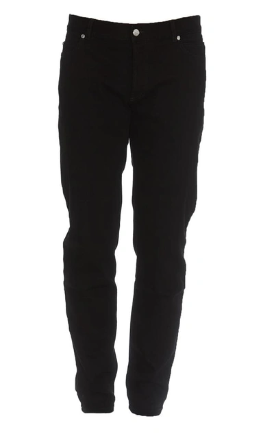 Shop Balmain Plain Straight Pants In Black