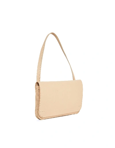 Shop Isaac Reina Beige Leather Clutch Bag