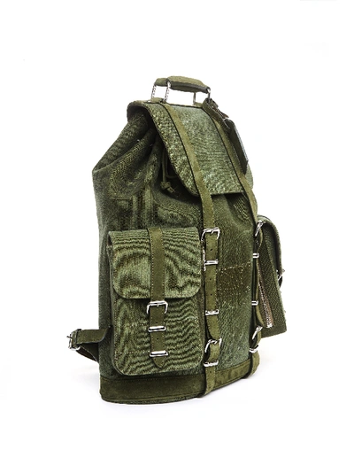 Shop Readymade Distressed Military Cotton Backpack In White