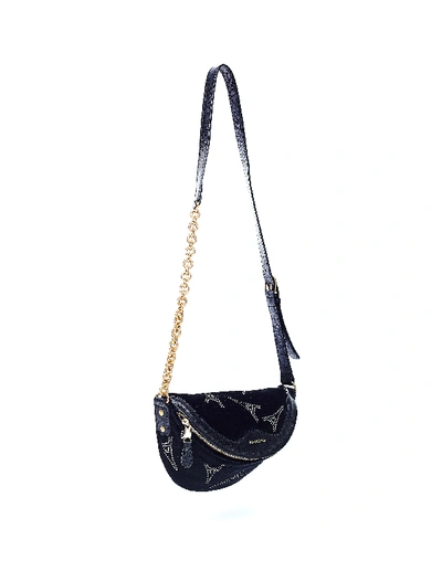 Shop Balenciaga Black Strassed Velvet Souvenirs Bag