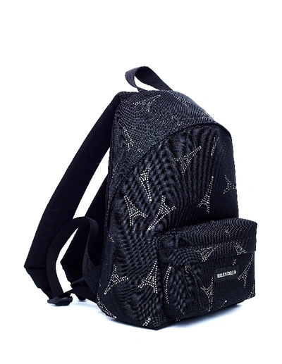 Shop Balenciaga Black Strassed Explorer Backpack