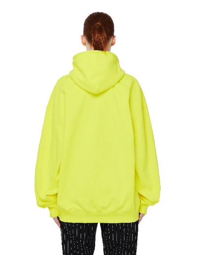 Shop Balenciaga Bb Printed Cotton Fleece Hoodie In Yellow