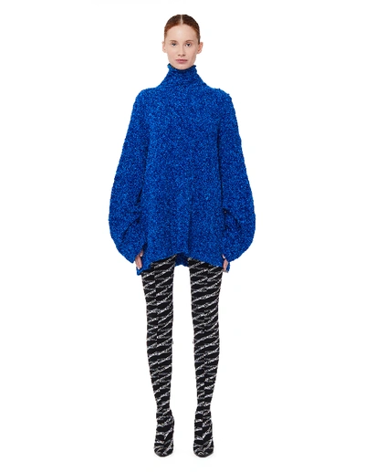 Shop Balenciaga Blue Turtleneck Sweater