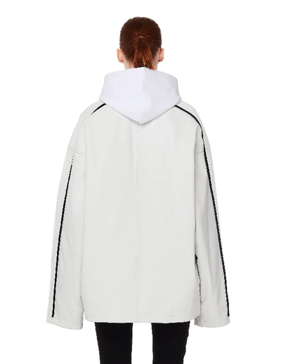 Shop Balenciaga Est. 1917 Snapped Leather Jacket In White