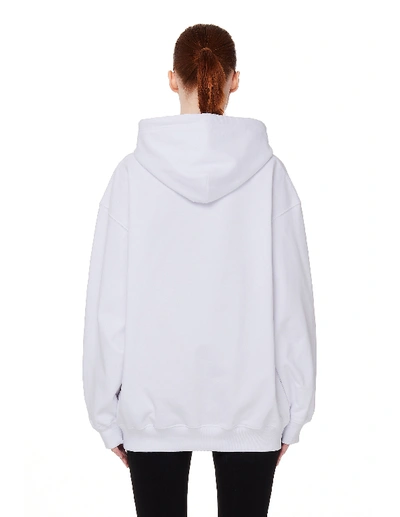 Shop Balenciaga White Cotton Copyright Hoodie