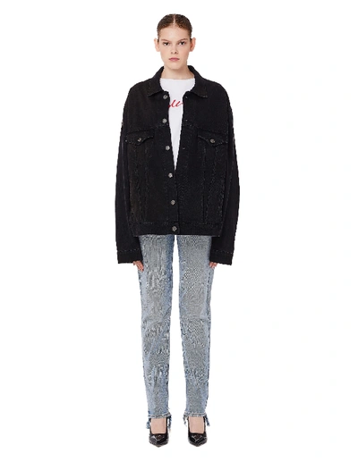 Shop Balenciaga Signature Big Fit Embroidered Jacket In Black