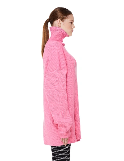Shop Balenciaga Pink Cotton Rib Knit Sweater