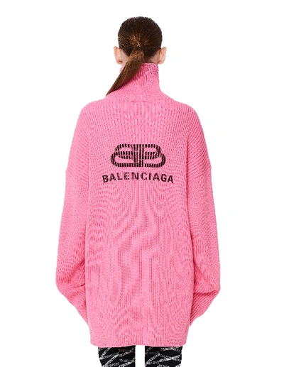 Shop Balenciaga Pink Cotton Rib Knit Sweater