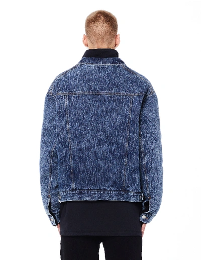 Shop Balenciaga Fake Shearling Stonewash Denim Jacket In Blue