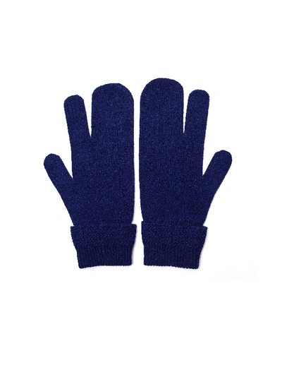 Shop Maison Margiela Blue Wool & Cashmere Gloves
