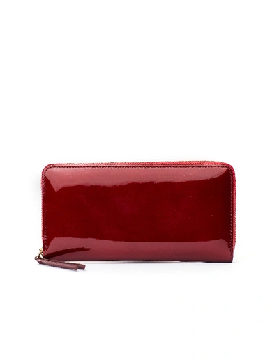 Shop Maison Margiela Burgundy Patent Leather Wallet In White