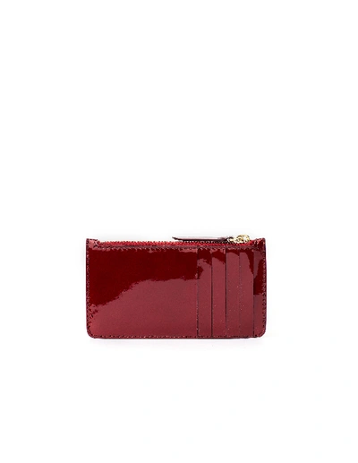 Shop Maison Margiela Burgundy Patent Leather Cardholder In White