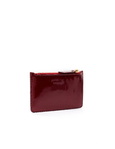 Shop Maison Margiela Burgundy Patent Leather Cardholder In White