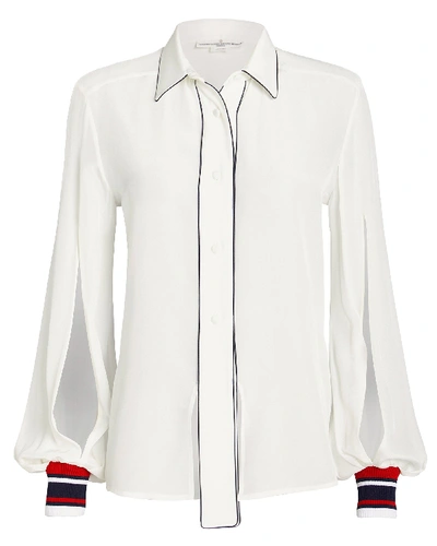 Shop Golden Goose Isako Silk Button Front Blouse In Ivory