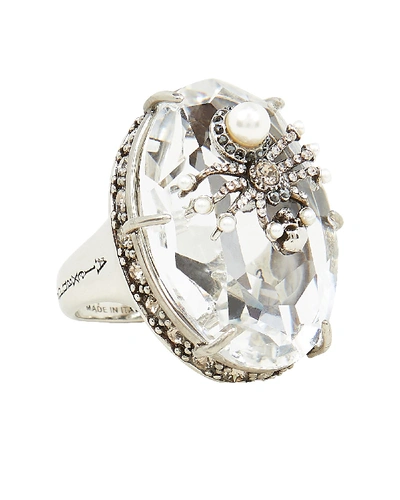 Shop Alexander Mcqueen Spider Crystal Cocktail Ring