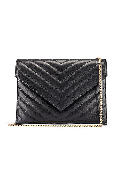 Shop Saint Laurent Leather Tribeca Chain Wallet Bag In Black