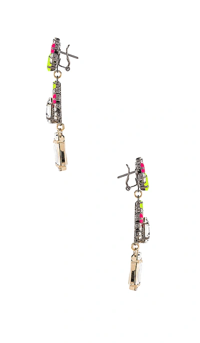 Shop Anton Heunis Floral Motif Pendant Drop Earring In Pink. In Neon  Gunmetal & Gold