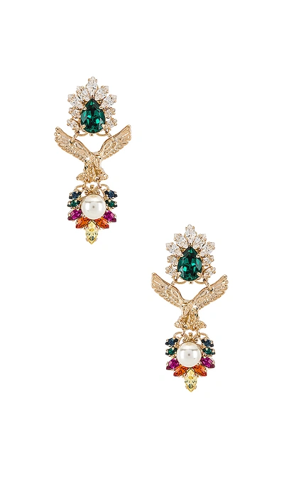 Shop Anton Heunis Crystal Cluster Eagle Pendant Earring In Rainbow & Gold